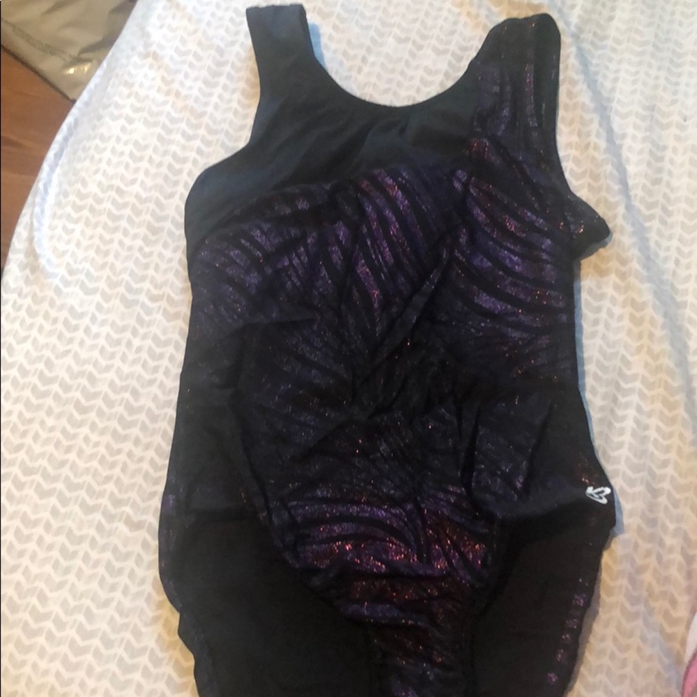 Zebra patterned gymnastics leotard